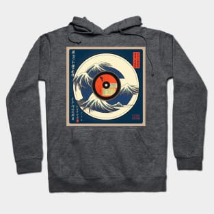 Vintage Japanese Blue Vinyl Record Postcard Hoodie